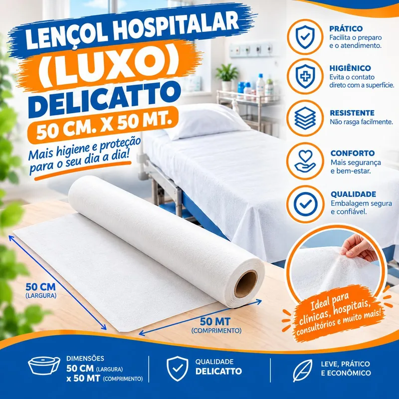 Lencol Hosp. (luxo) Delicatto 50 CM.X50 Mt. (6720)
