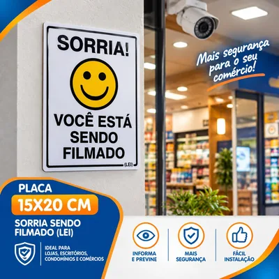 Placa 15X20 Sorria Sendo Filmado (lei) Un