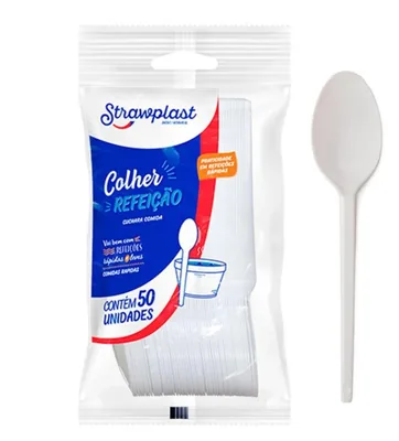 Colher Refeicao Branca Strawplast (10330308) C/50