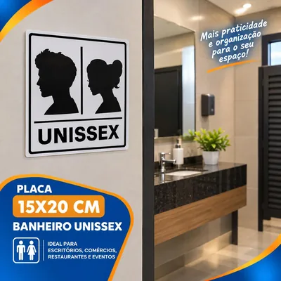 Placa 15X20 Banheiro Unissex Un