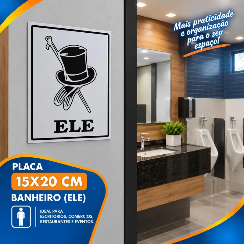 Placa 15X20 Banheiro ( Ele ) Un