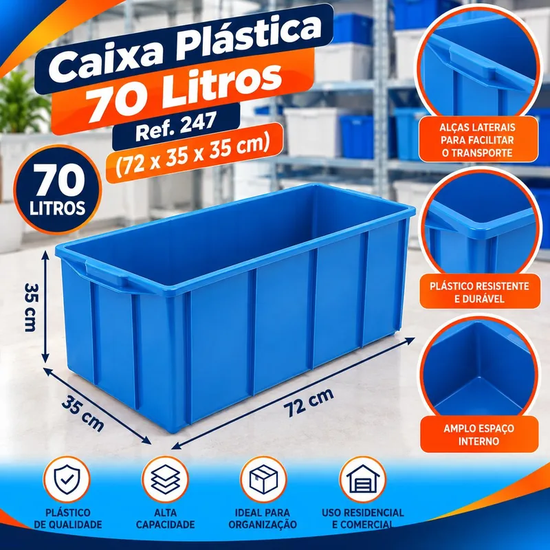 Caixa Plast. 070 L. Azul (72X35X35) Ref. 247 Bolivar
