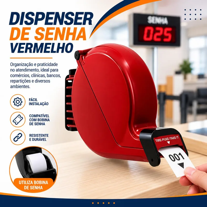 Dispenser de Senha Vermelho