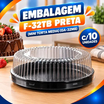 Emb. F-32TB Preta (mini Torta Media) (GA-32MB) C/10