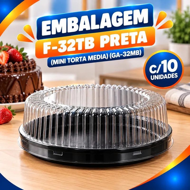 Emb. F-32TB Preta (mini Torta Media) (GA-32MB) C/10