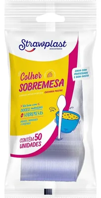 Colher Sobremesa Branca Straw. (10330332) C/50