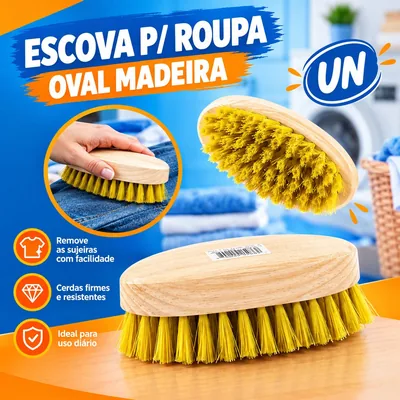 Escova p/ Roupa Oval Madeira (C153) Un