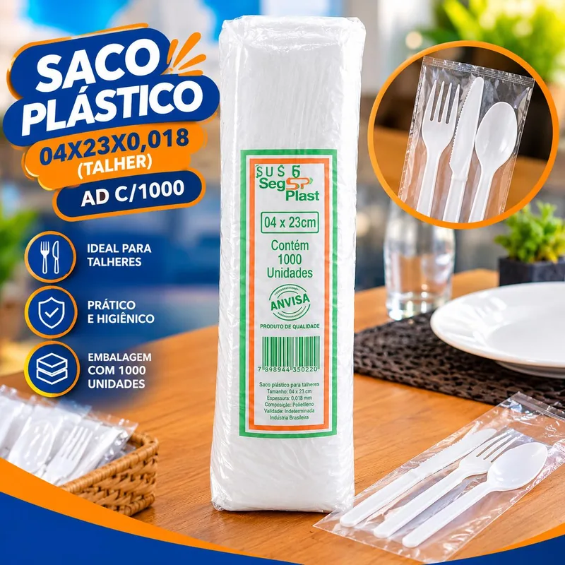 Saco Plastico 04X23X0,018 (talher) Ad C/1000