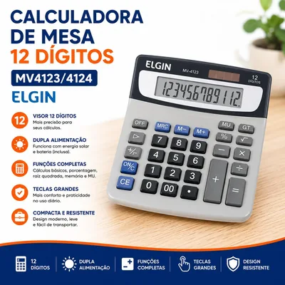 Calculadora de Mesa 12 Digitos MV4123/4124 Elgin (89877)