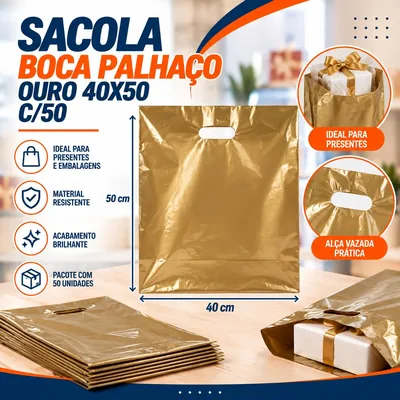 Sacola Boca Palhaço (80) 40X50 Ouro C/50