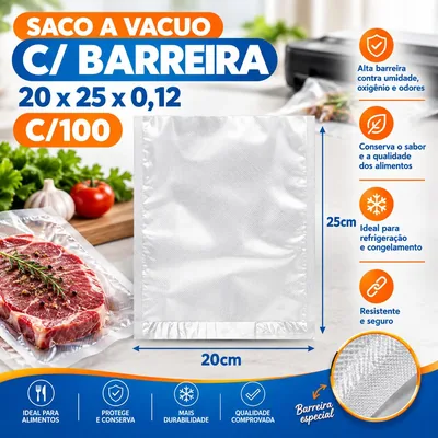 Saco A Vacuo c/ Barreira 20X25X0,12 C/100