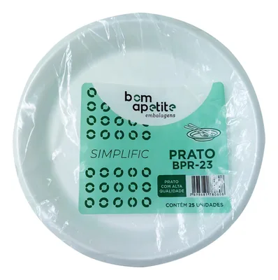 Prato Esp. 23CM Raso Bco Bom Apetite C/25