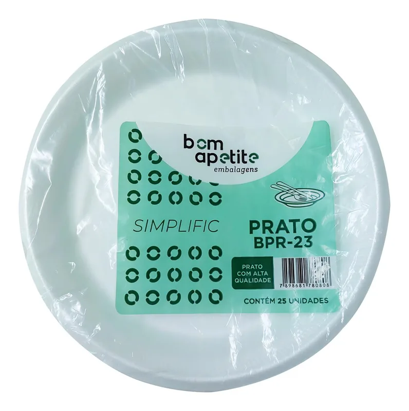 Prato Esp. 23CM Raso Bco Bom Apetite C/25