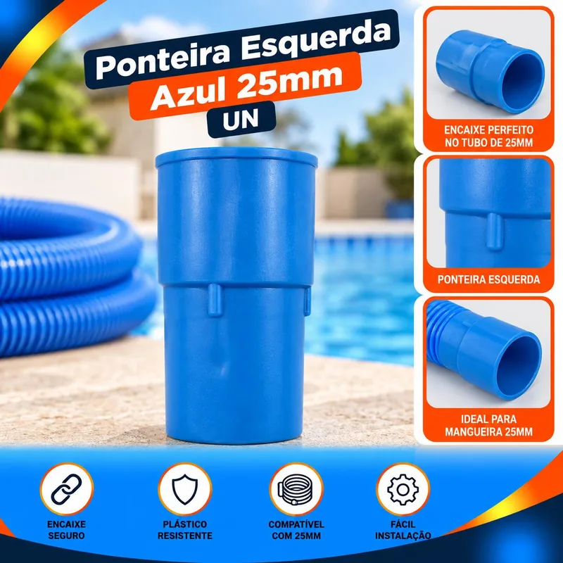 Ponteira Esquerda Azul 25MM Un