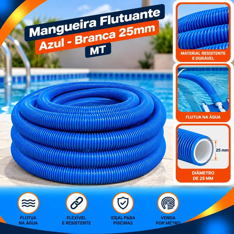 Mangueira Flutuante Azul - Branca 25MM Mt
