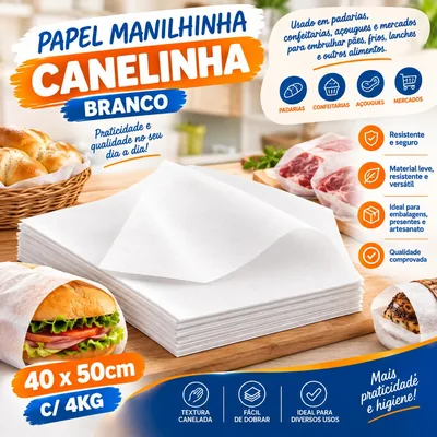 Papel Manilhinha Canelinha Branco 40X50 C/4KG