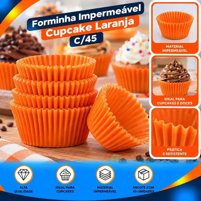Forminha Imperm.cupcake Laranja C/45