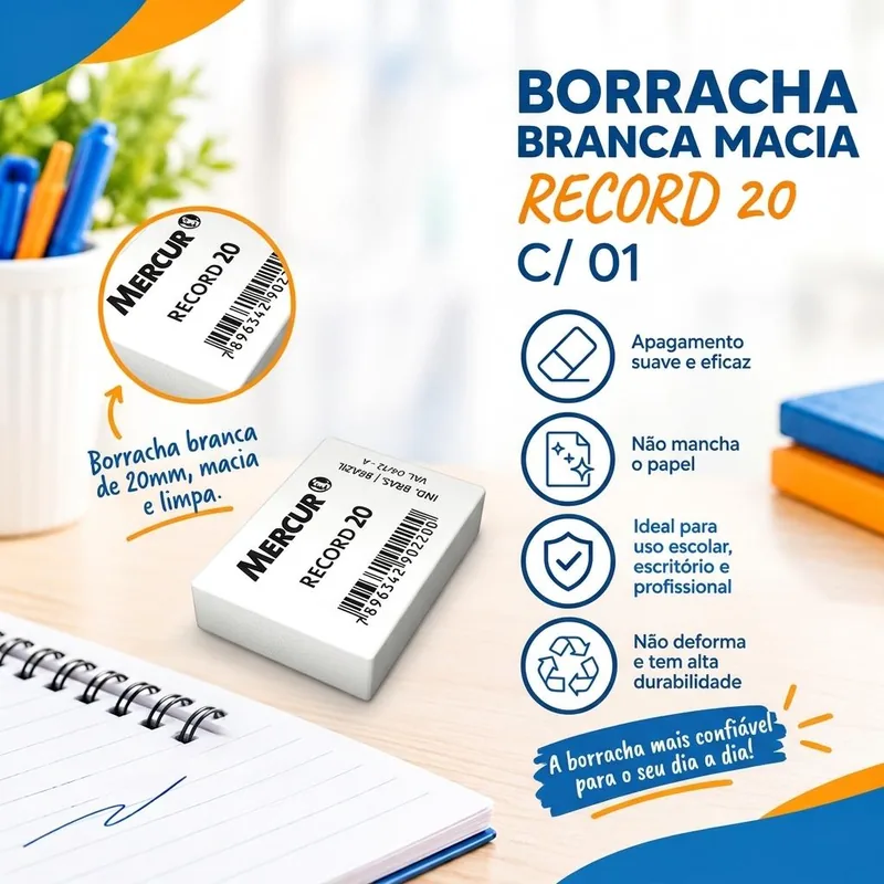 Borracha Branca Macia 20 Mercur c/ 01 (142132)