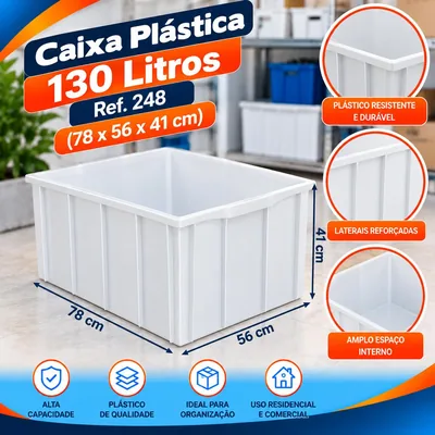 Caixa Plast. 130 L.branca (78X56X41) Ref. 248 Bolivar