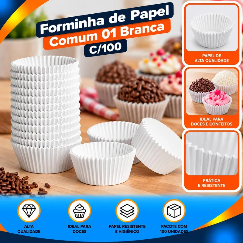 Forminha Papel Comum 01 Branca C/100