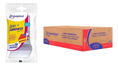 Garfo Sobremesa Branco Strawplast (GSB-510) C/1000