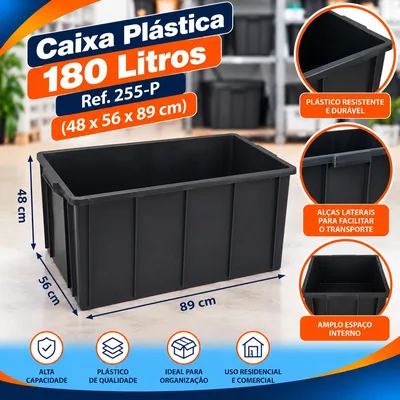 Caixa Plast. 180 L.preta (48X56X89) Ref. 255-P Bolivar