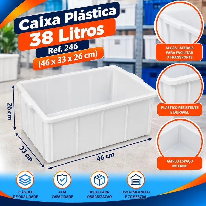 Caixa Plast. 038 Branca (46X33X26) Ref. 246 Bolivar