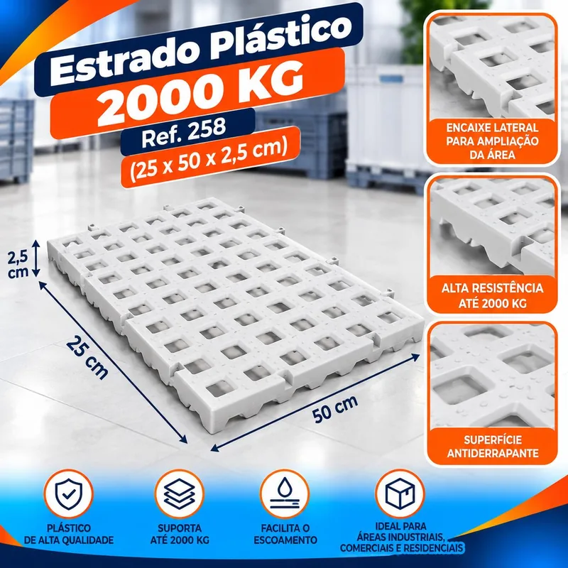 Estrado (2000KG) Branco 25X50X2,5 REF.258 Bolivar