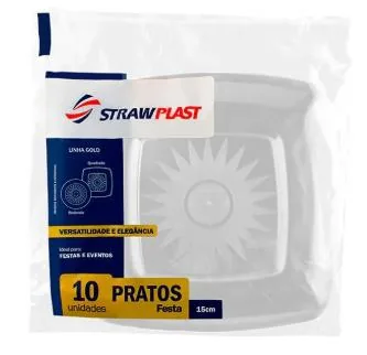 Prato Branco Quadrado 15X15 Cm Strawplast C/10