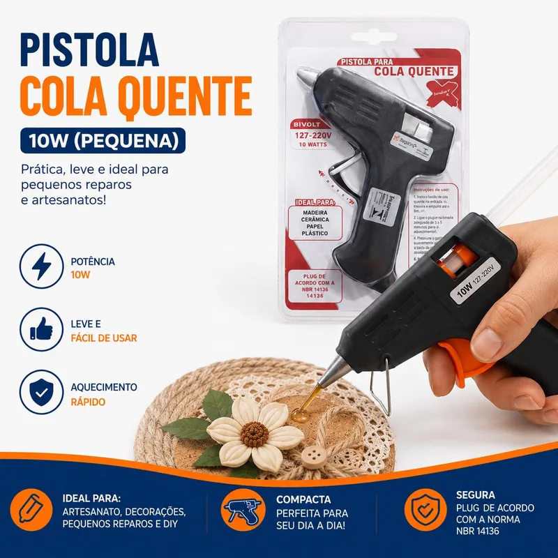 Pistola Cola Quente 10W (pequena) Un (82430)
