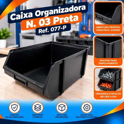 Caixa Organiz. N. 03 Preta REF.077-P Bolivar