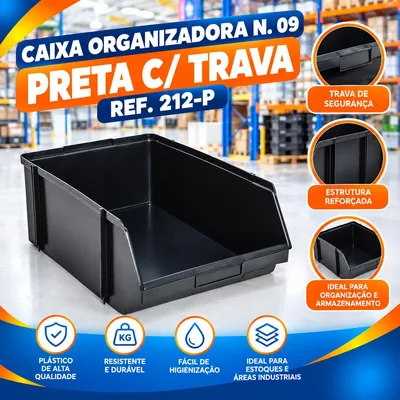 Caixa Organiz. N. 09 Preta C/trava REF.212-P Bolivar