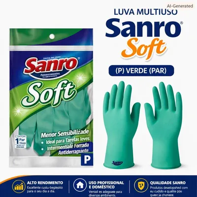 Luva Multiuso Sanro Soft ( P ) Verde (par)