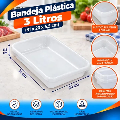 Bandeja Plast. 058 Branca (31X20X6,5) - 3LTS Bolivar