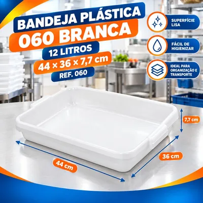 Bandeja Plast. 060 Branca( 44X36X7,7) - 12LTS Bolivar