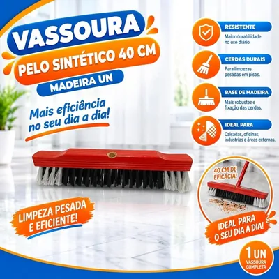 Vassoura Pelo Sintetico 40 Cm Madeira (53) Un