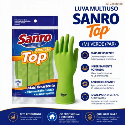 Luva Multiuso Sanro Top ( M ) Verde (par)