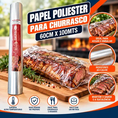 Papel Poliester p/ Churrasco (12) 60CMX100 Mts