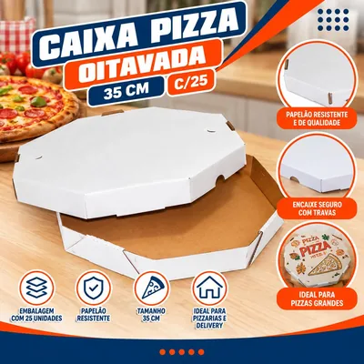 Caixa Pizza 35 Cm (oitavada) Impressa C/25