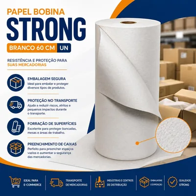 Papel Bobina Strong Branco 60 Cm Un