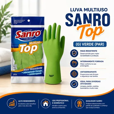 Luva Multiuso Sanro Top ( G ) Verde (par)