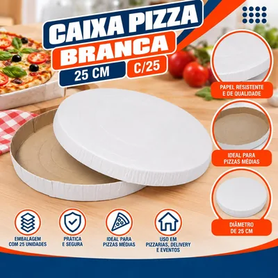 Caixa Pizza 25 Cm Branca C/25