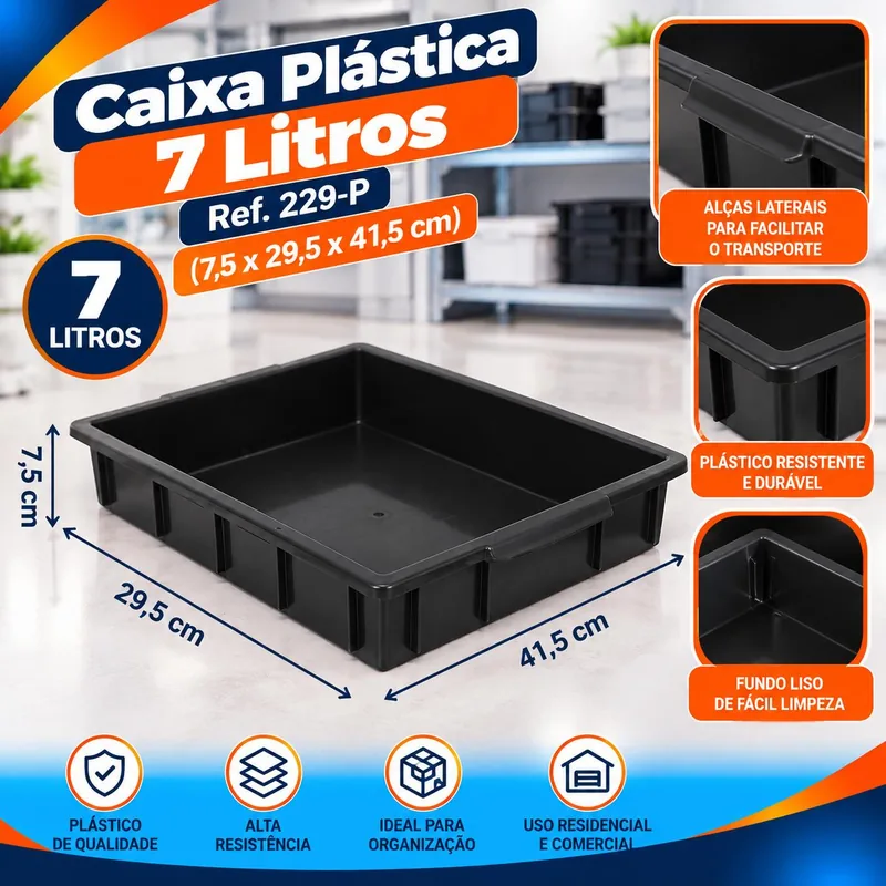 Caixa Plast. 007 Lt. Preta (7,5X29,5X41,5) REF.229-P Bolivar