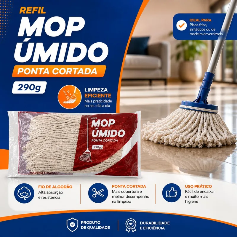 Refil Mop Umido Ponta Cortada 290G (32972)