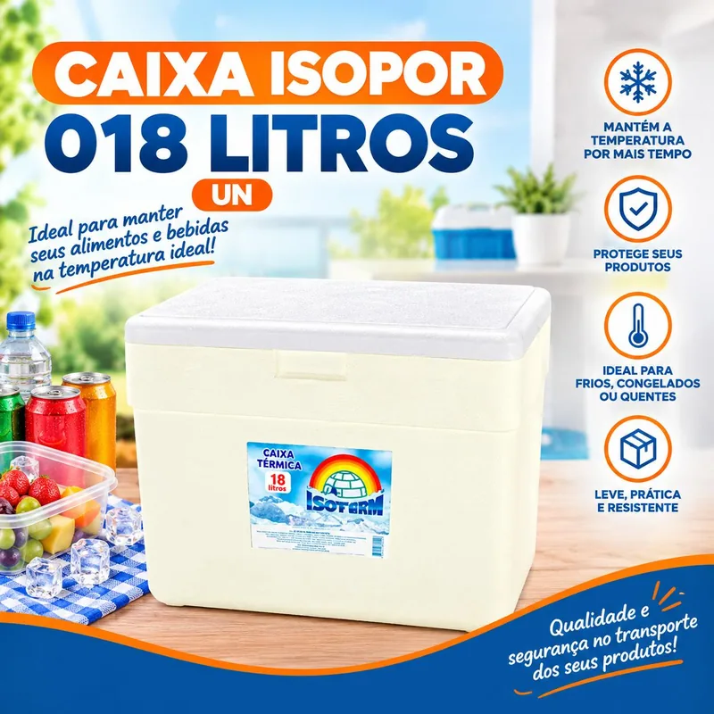 Caixa Isopor 018 Litros Isoterm Un