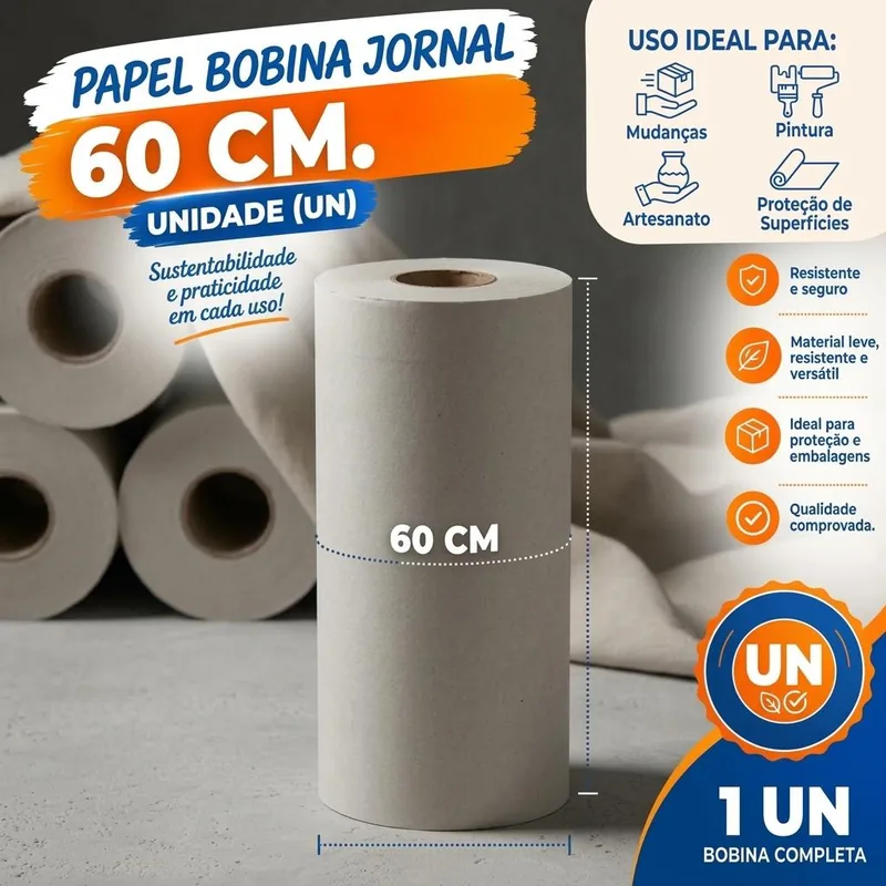Papel Bobina Jornal 60 Cm (klabin) Un