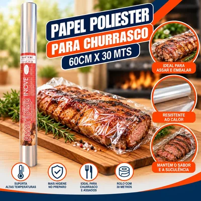 Papel Poliester p/ Churrasco (12) 60CMX30 Mts