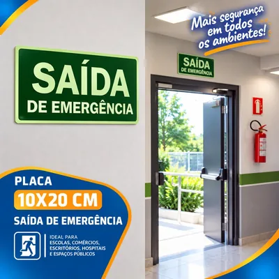 Placa 10X20 Saida de Emergencia Un