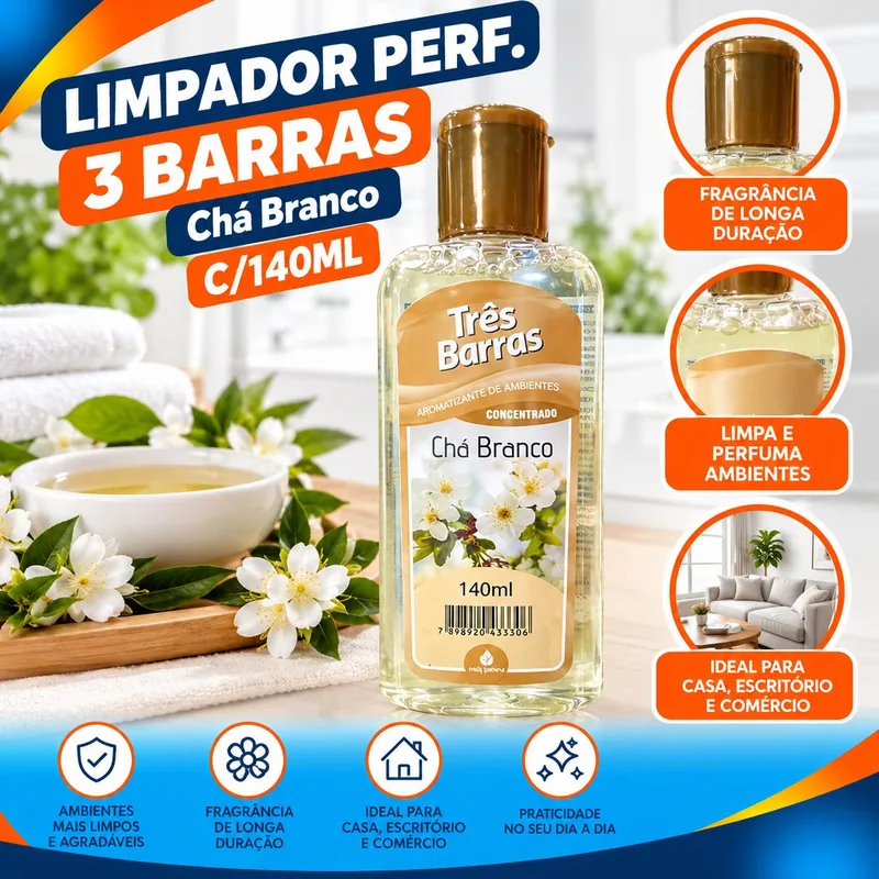 Limpador Perf. 3 Barras Cha Branco C/140ML