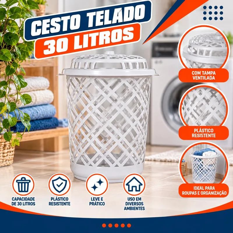 Cesto Telado 30 Litros Jaguar Branco (0001)